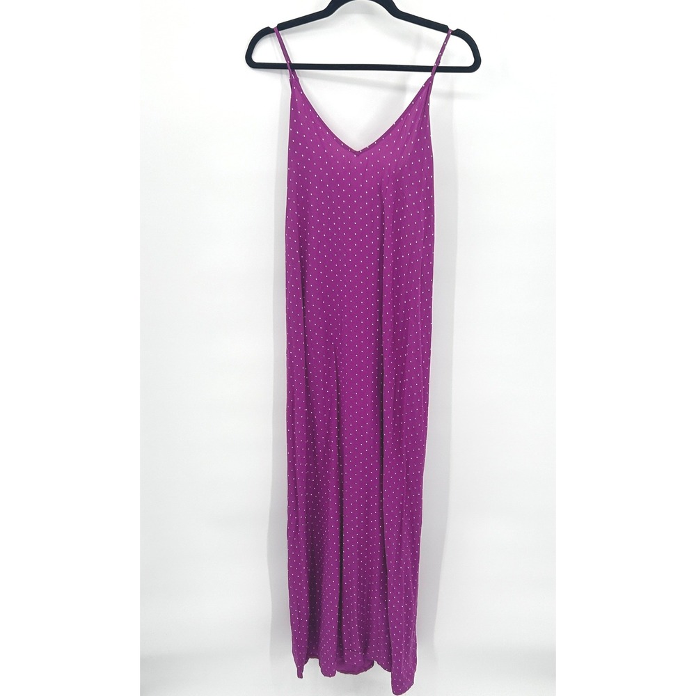 NWT Polka‎ Dot Maxi Dress XL Purple V Neck Boho Flowy Summer Casual Vacation